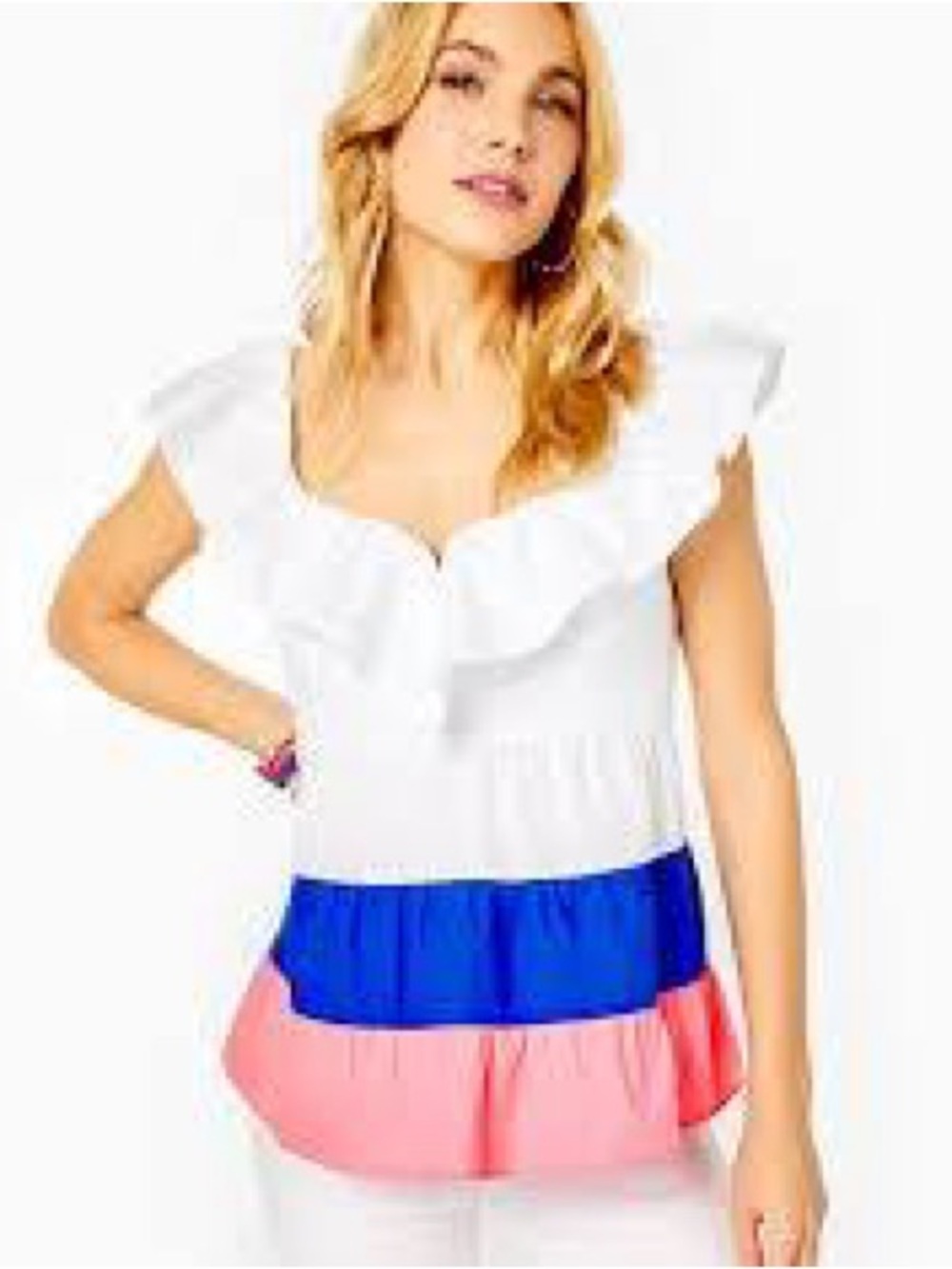 Lilly Pulitzer Emie Ruffle Top Size 12 NEW - Picture 2 of 15